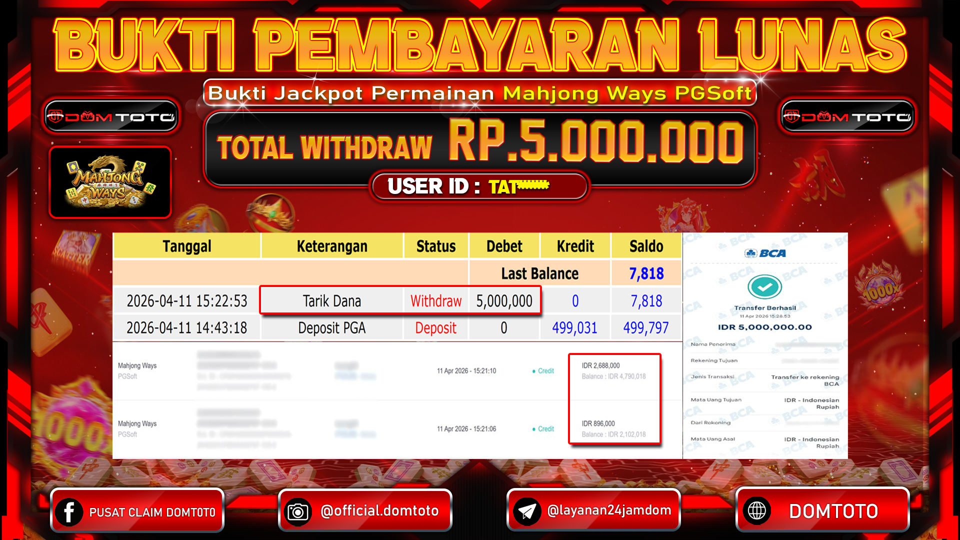 JACKPOT SLOT Mahjong Ways PGSoft 11 APRIL 2026